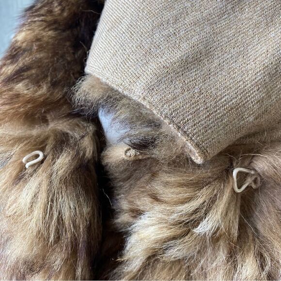 Ralph Lauren Collection * Pre-Fall '19 Toffee Lamb Shearling Chevron Knit Coat - Picture 15 of 16